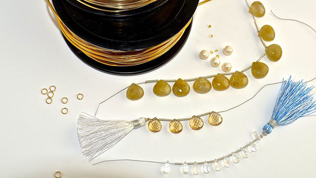 Jeweler's Brass Necklaces with Gemstones and Pearls
